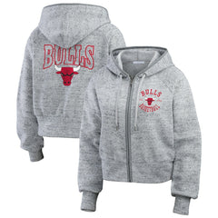 Heather Gray Chicago Bulls WEAR by Erin Andrews Women's Speckled Radiator Full-Zip Hoodie | NBA