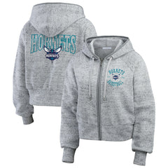 Heather Gray Charlotte Hornets WEAR by Erin Andrews Women's Speckled Radiator Full-Zip Hoodie | NBA