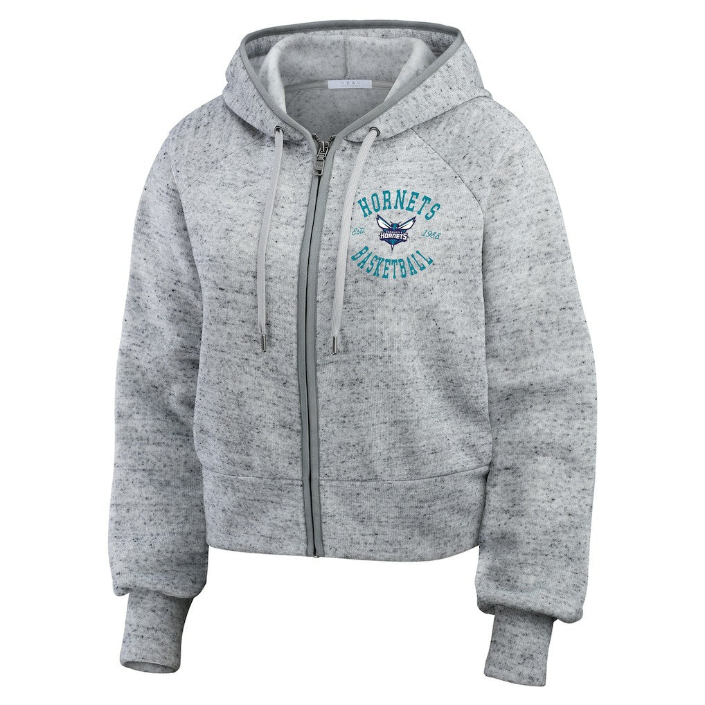 Heather Gray Charlotte Hornets WEAR by Erin Andrews Women's Speckled Radiator Full-Zip Hoodie | NBA