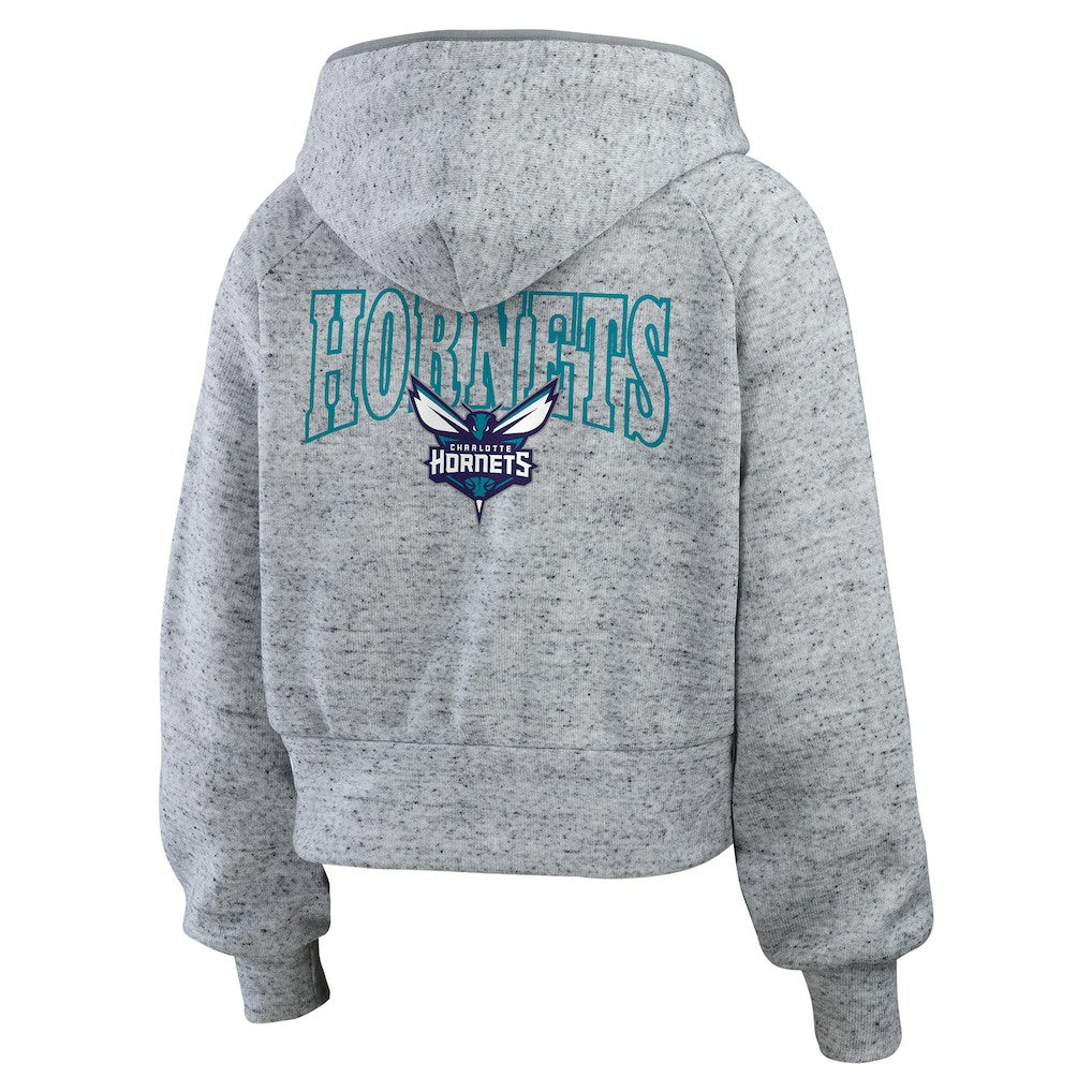 Heather Gray Charlotte Hornets WEAR by Erin Andrews Women's Speckled Radiator Full-Zip Hoodie | NBA