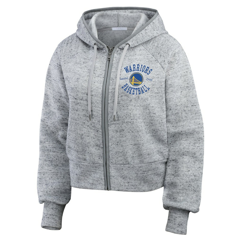 Heather Gray Golden State Warriors WEAR by Erin Andrews Women's Speckled Radiator Full-Zip Hoodie sale | NBA