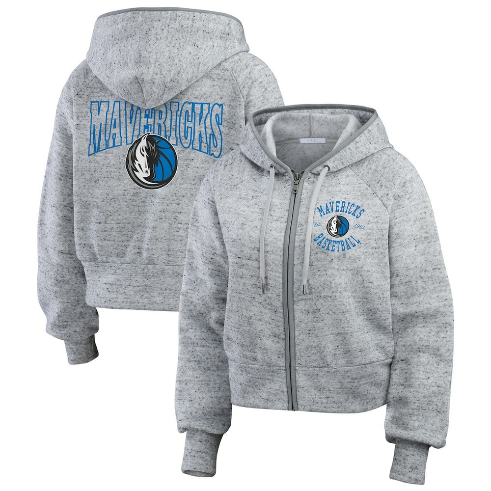 Heather Gray Dallas Mavericks WEAR by Erin Andrews Women's Speckled Radiator Full-Zip Hoodie sale | NBA