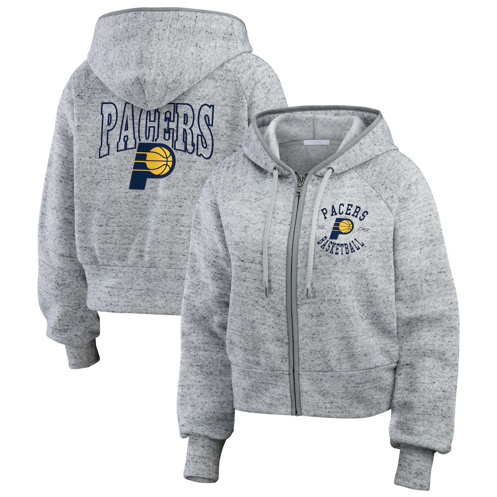 Heather Gray Indiana Pacers WEAR by Erin Andrews Women's Speckled Radiator Full-Zip Hoodie | NBA