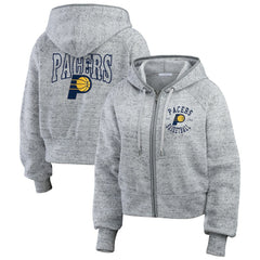 Heather Gray Indiana Pacers WEAR by Erin Andrews Women's Speckled Radiator Full-Zip Hoodie | NBA