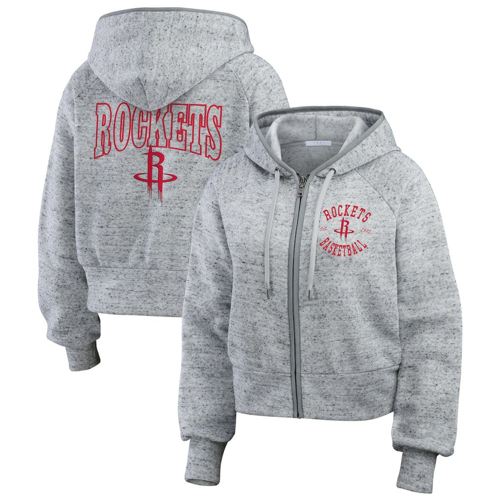 Heather Gray Houston Rockets WEAR by Erin Andrews Women's Speckled Radiator Full-Zip Hoodie sale | NBA