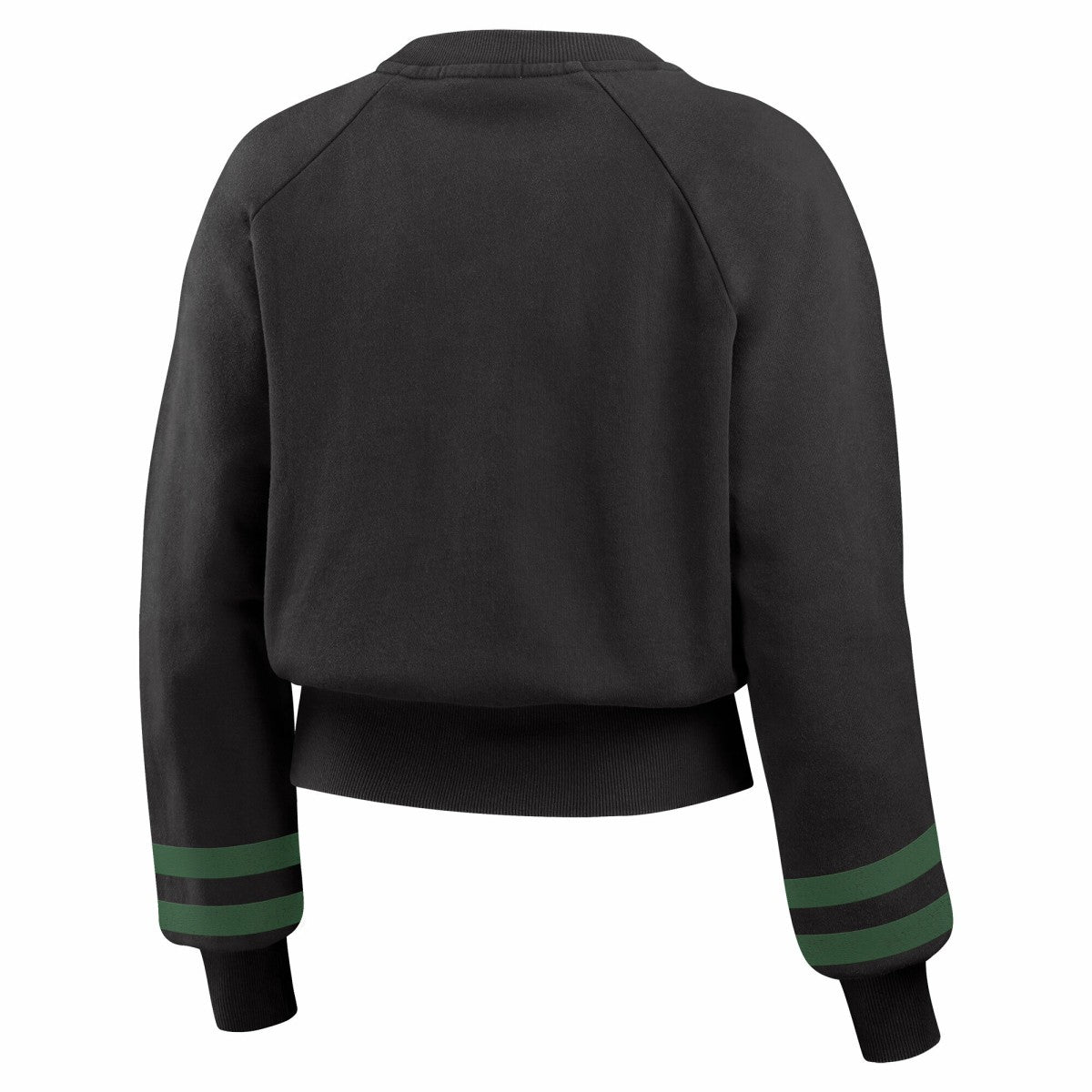 Black Milwaukee Bucks WEAR by Erin Andrews Women's Vintage Raglan Cropped Pullover Sweatshirt | NBA