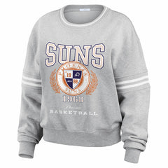Heather Gray Phoenix Suns WEAR by Erin Andrews Women's French Terry Pullover Sweatshirt | NBA