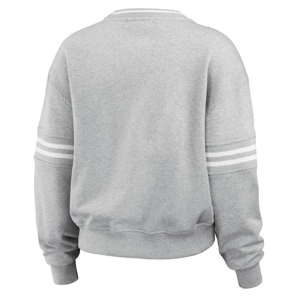 Heather Gray Philadelphia 76ers WEAR by Erin Andrews Women's French Terry Pullover Sweatshirt | NBA