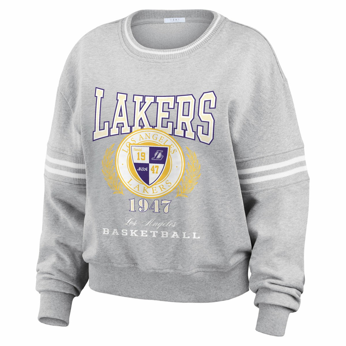 Heather Gray Los Angeles Lakers WEAR by Erin Andrews Women's French Terry Pullover Sweatshirt | NBA