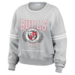 Heather Gray Chicago Bulls WEAR by Erin Andrews Women's French Terry Pullover Sweatshirt | NBA