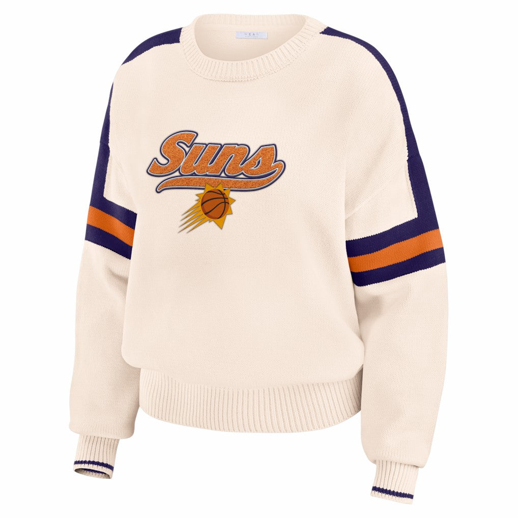 Cream Phoenix Suns WEAR by Erin Andrews Women's Stripe Pullover Sweater | NBA