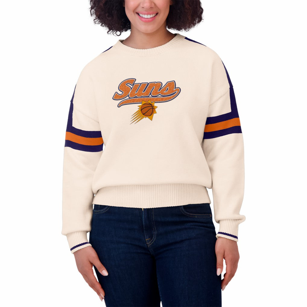 Cream Phoenix Suns WEAR by Erin Andrews Women's Stripe Pullover Sweater | NBA