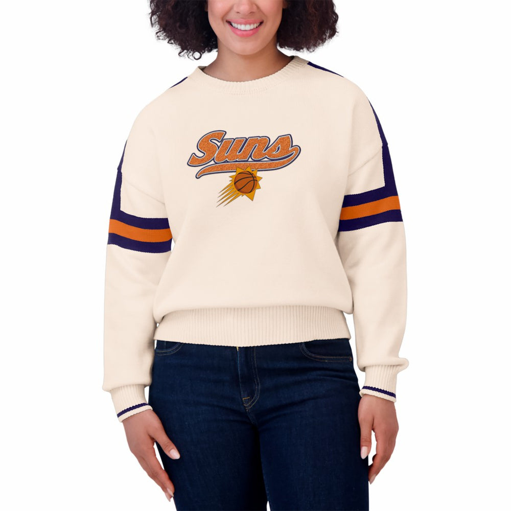 Cream Phoenix Suns WEAR by Erin Andrews Women's Stripe Pullover Sweater | NBA