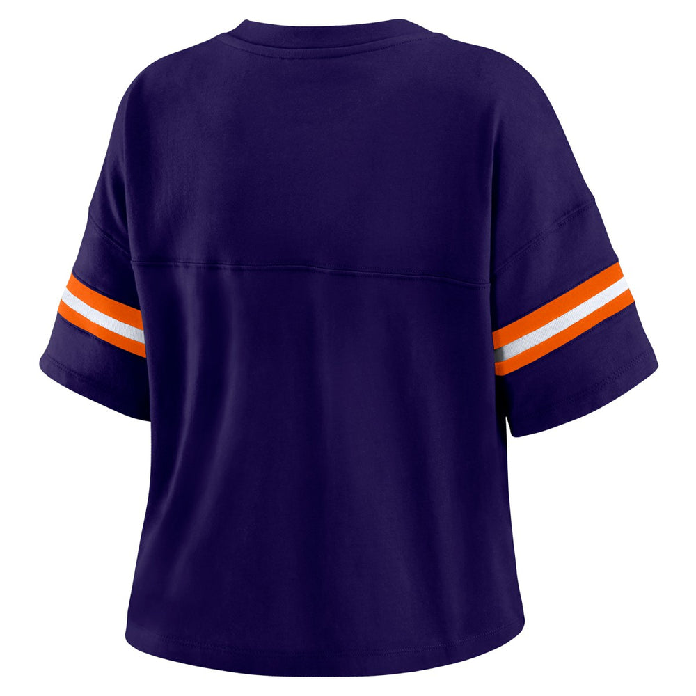 Purple Phoenix Suns WEAR by Erin Andrews Women's Plus Size Color Block Boxy V-Neck T-Shirt | NBA