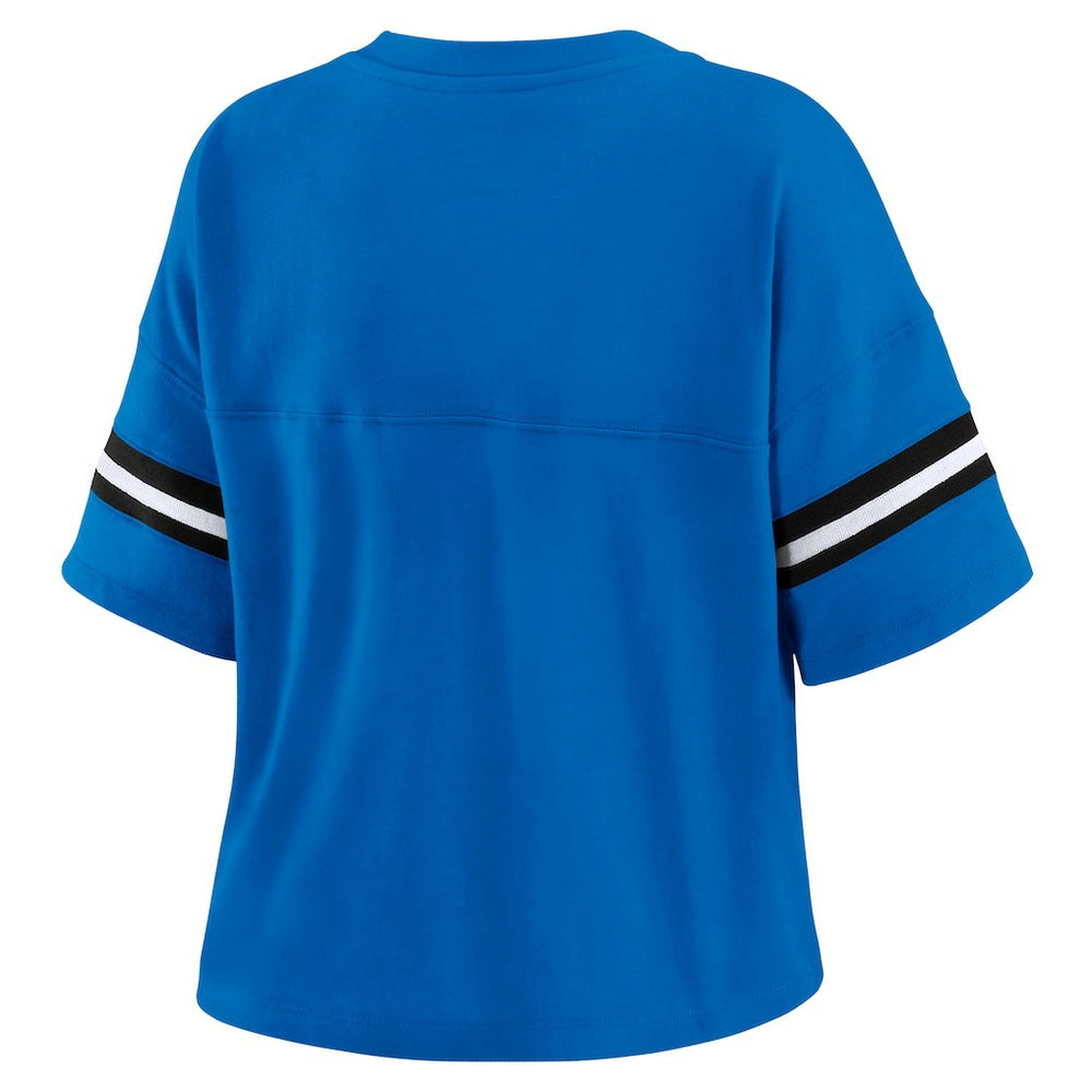 Blue Orlando Magic WEAR by Erin Andrews Women's Plus Size Color Block Boxy V-Neck T-Shirt | NBA