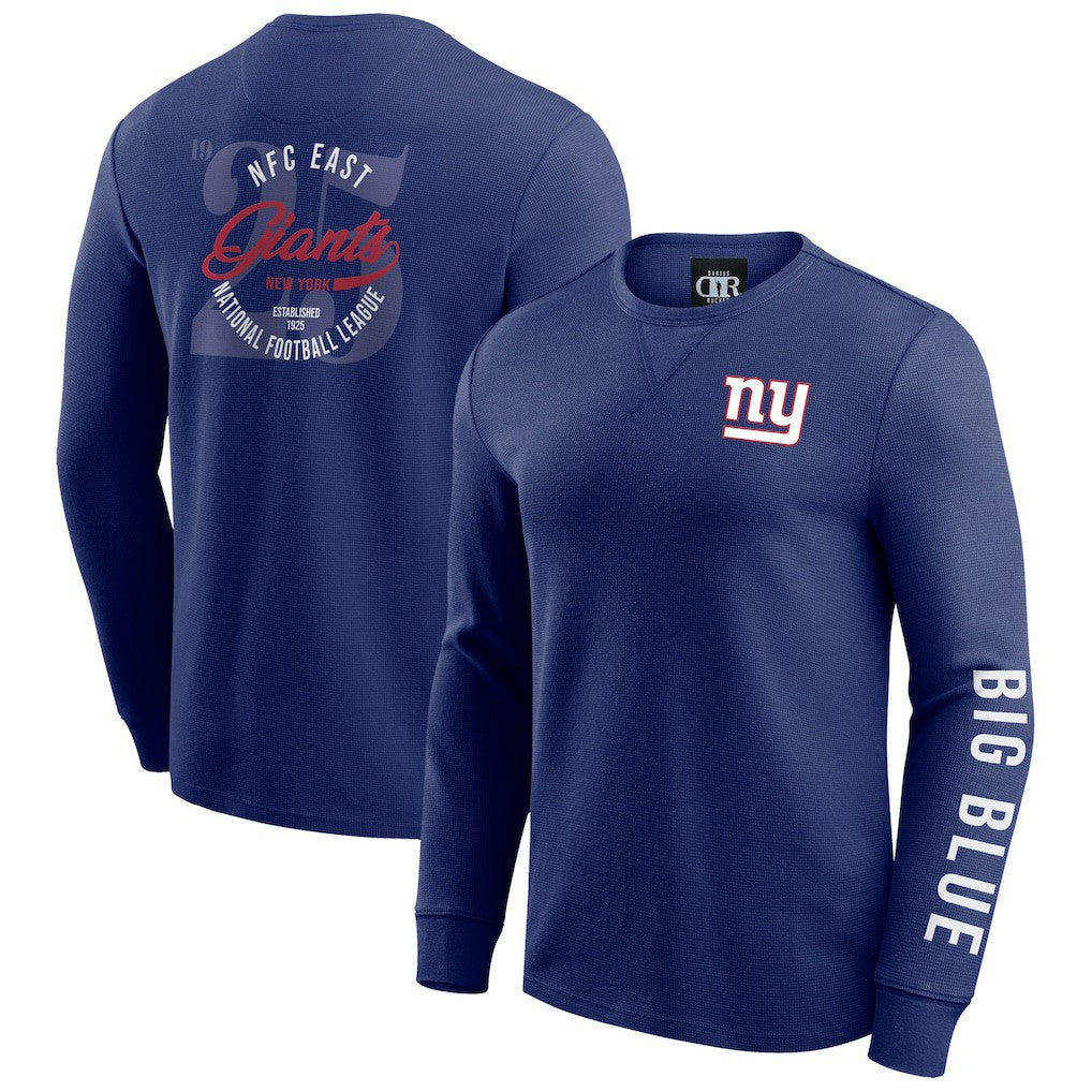 New York Giants Darius Rucker Collection Washed Waffle-Knit Long Sleeve T-Shirt | NFL Discount