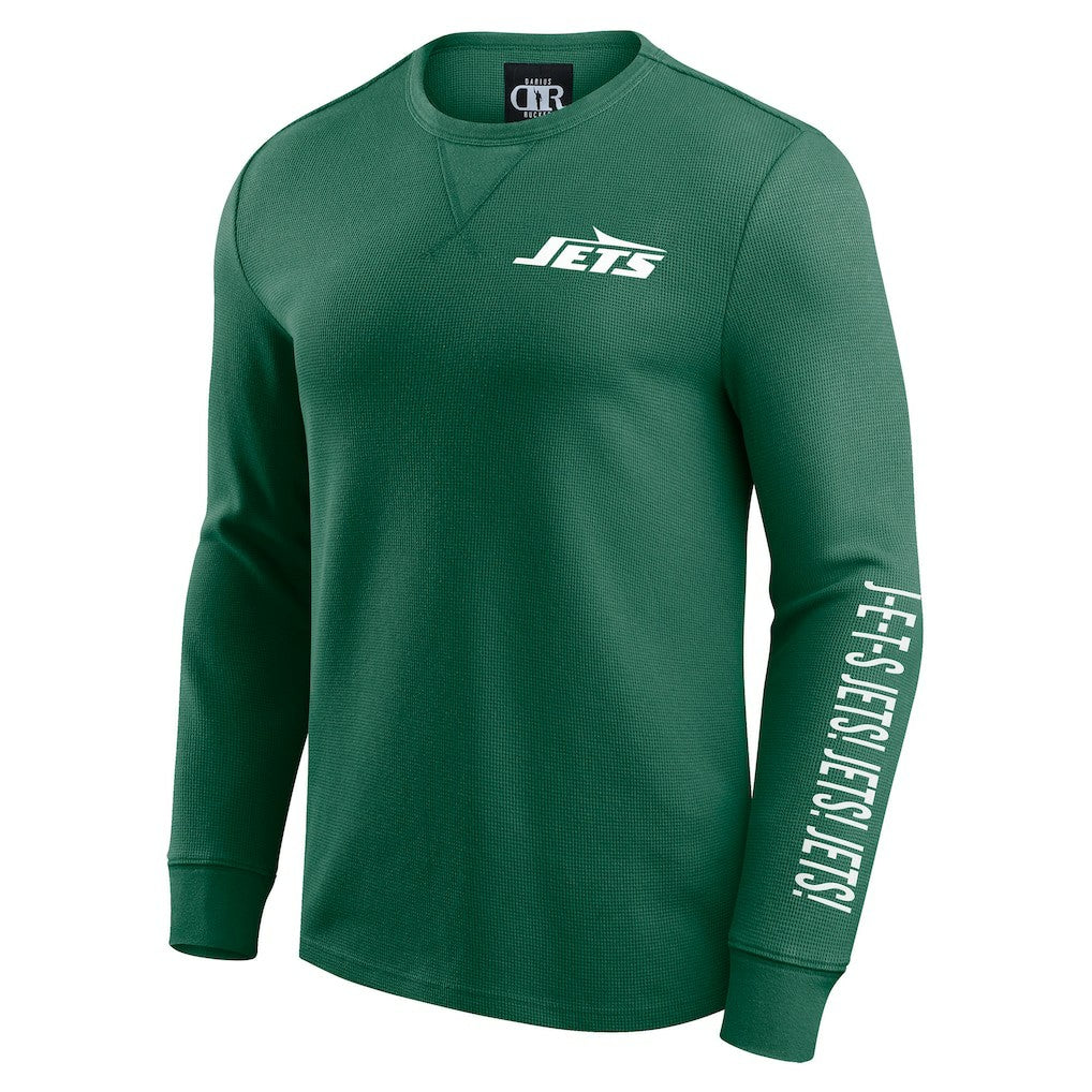 New York Jets Darius Rucker Collection Washed Waffle-Knit Long Sleeve T-Shirt | NFL Discount
