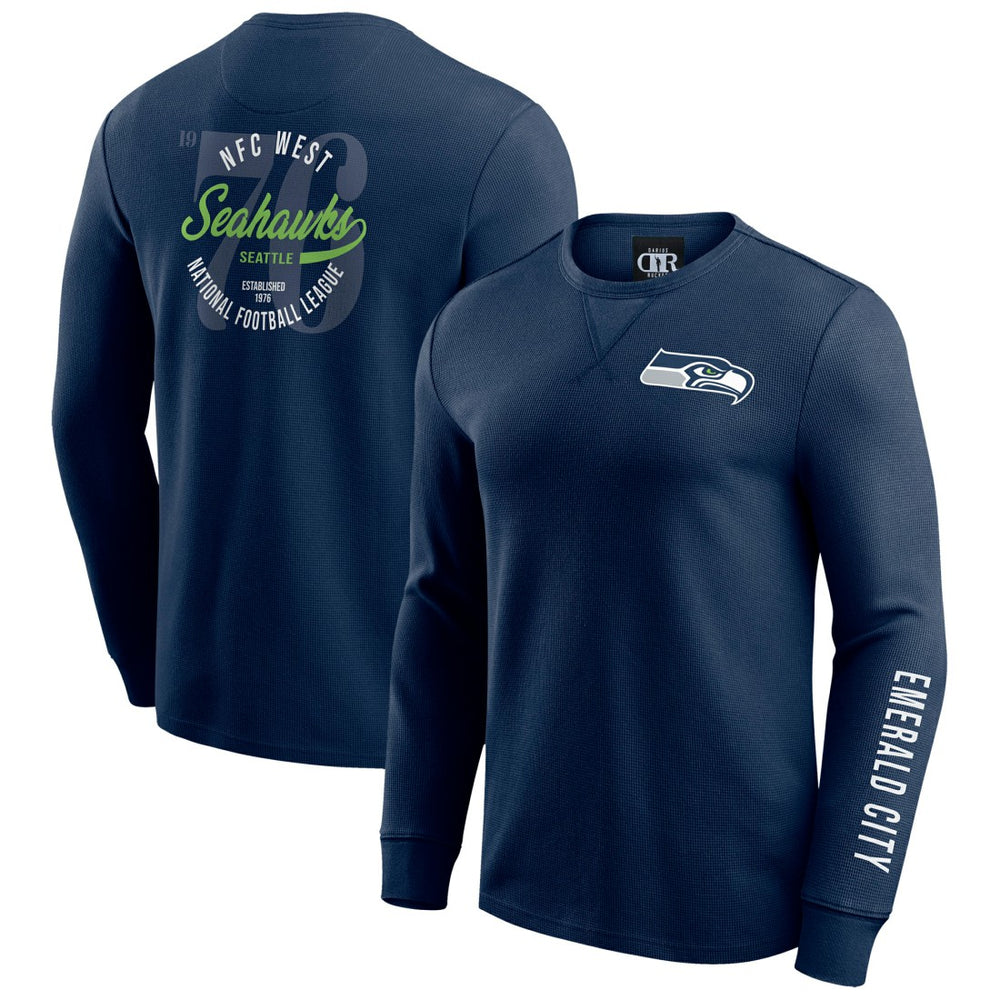 Seattle Seahawks Darius Rucker Collection Washed Waffle-Knit Long Sleeve T-Shirt | NFL New