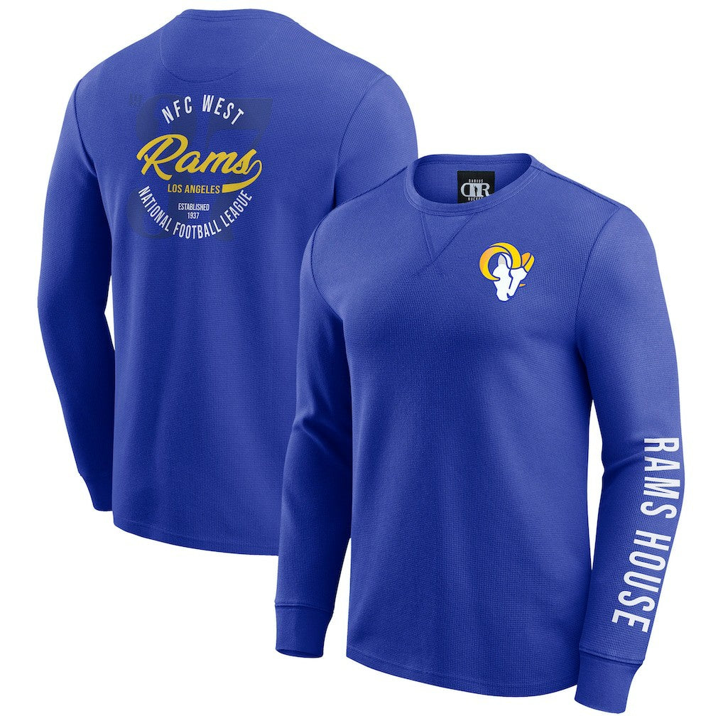 Los Angeles Rams Darius Rucker Collection Washed Waffle-Knit Long Sleeve T-Shirt | NFL Sale