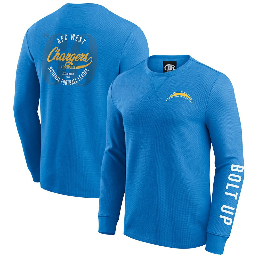 Los Angeles Chargers Darius Rucker Collection Washed Waffle-Knit Long Sleeve T-Shirt | NFL New