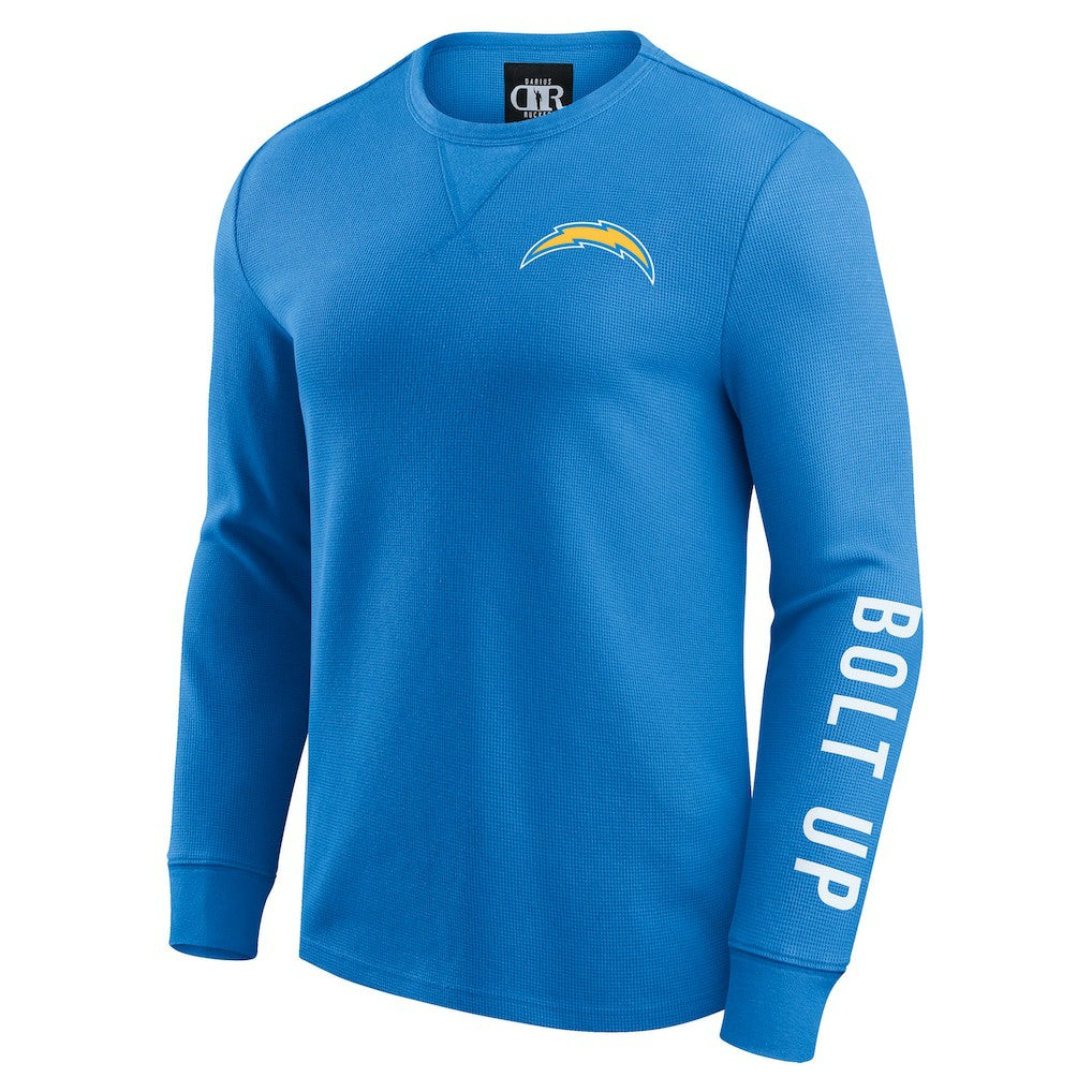 Los Angeles Chargers Darius Rucker Collection Washed Waffle-Knit Long Sleeve T-Shirt | NFL New