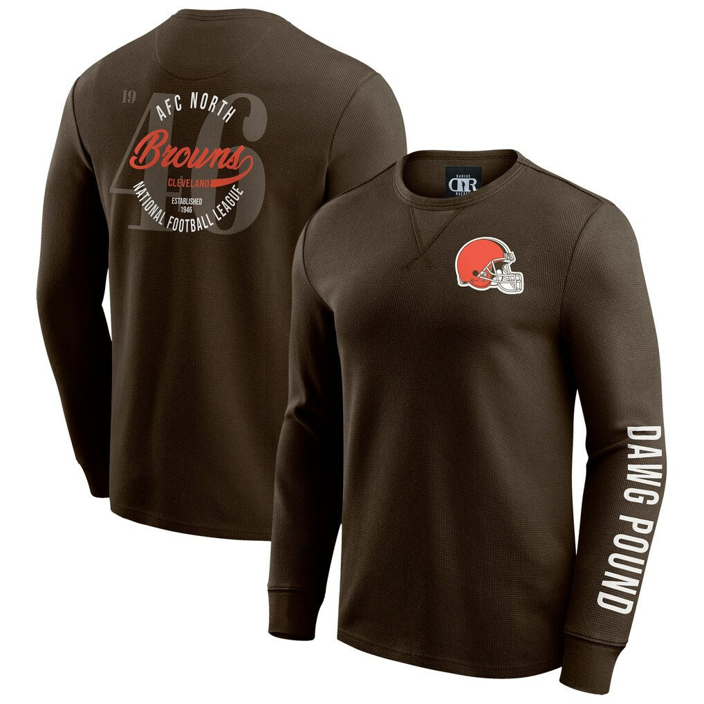 Cleveland Browns Darius Rucker Collection Washed Waffle-Knit Long Sleeve T-Shirt | NFL Hot