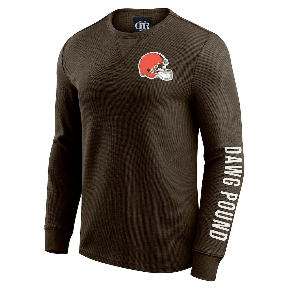 Cleveland Browns Darius Rucker Collection Washed Waffle-Knit Long Sleeve T-Shirt | NFL Hot