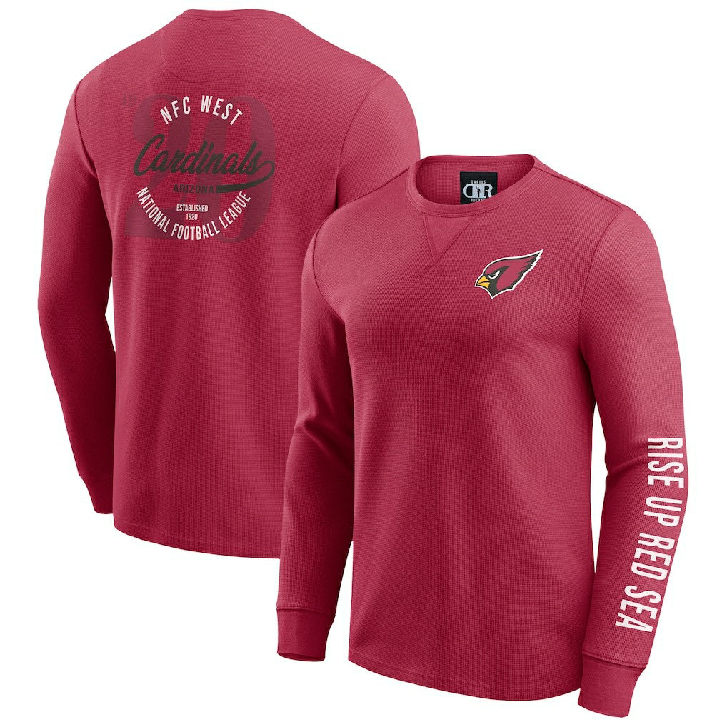 Arizona Cardinals Darius Rucker Collection Washed Waffle-Knit Long Sleeve T-Shirt | NFL Online