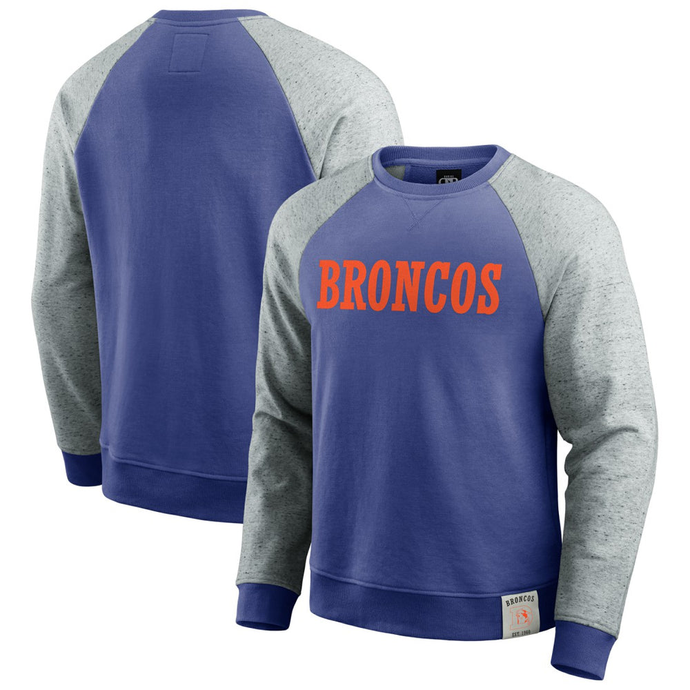 Denver Broncos Darius Rucker Collection Throwback Color Block Raglan Pullover Sweatshirt | NFL Sale
