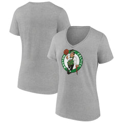 Gray Boston Celtics Women's Primary Logo V-Neck T-Shirt | NBA