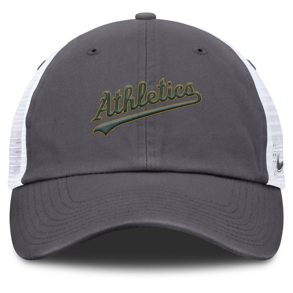 Athletics Nike Wordmark Club Adjustable Trucker Hat - MLB Hats