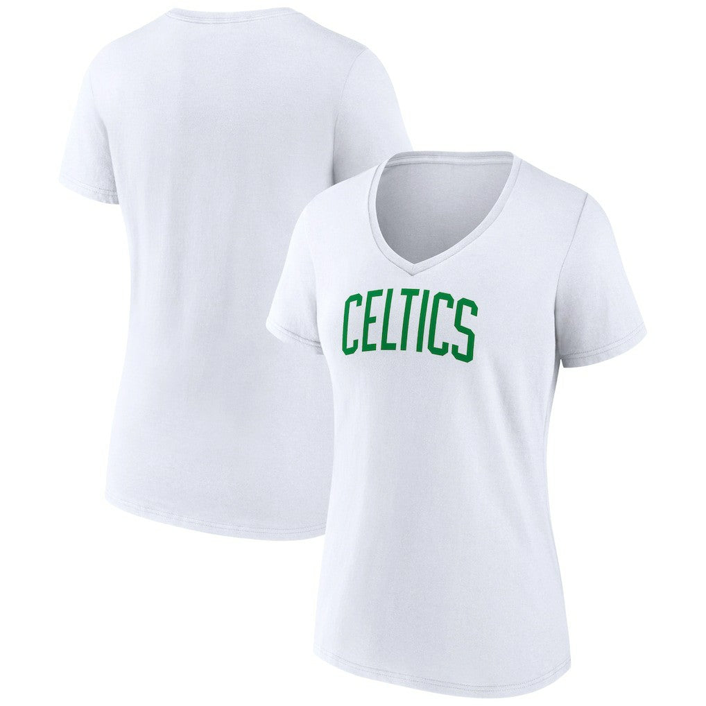 White Boston Celtics Women's Wordmark Home V-Neck T-Shirt | NBA