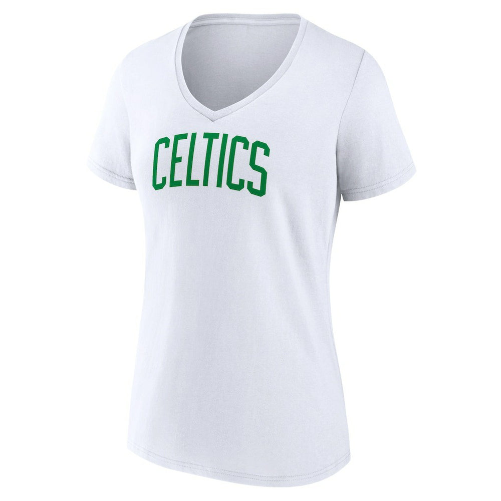 White Boston Celtics Women's Wordmark Home V-Neck T-Shirt | NBA