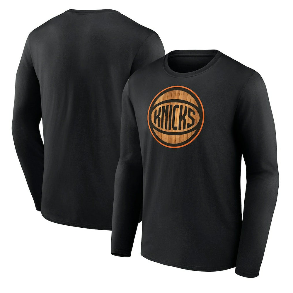 Black New York Knicks Hardwood Long Sleeve T-Shirt | NBA