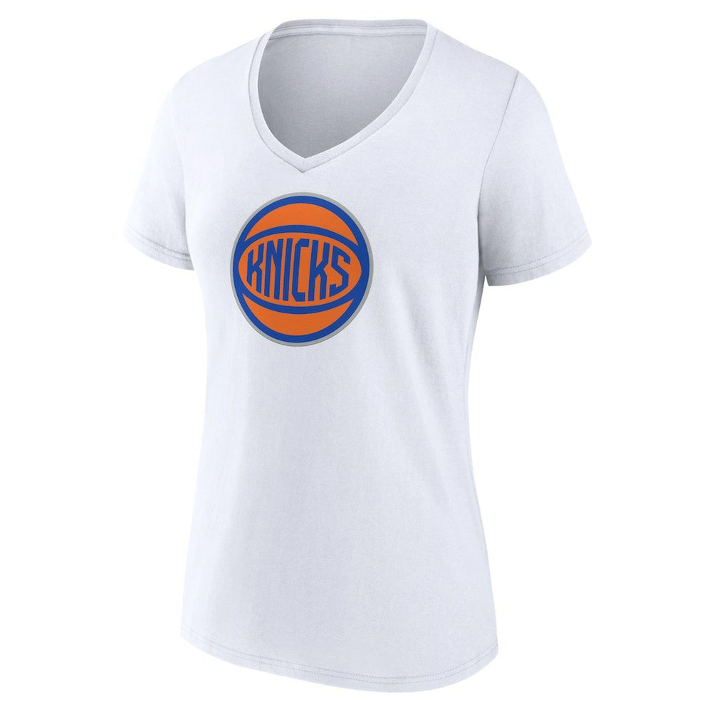 White New York Knicks Women's Alternate Logo V-Neck T-Shirt | NBA