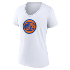 White New York Knicks Women's Alternate Logo V-Neck T-Shirt | NBA
