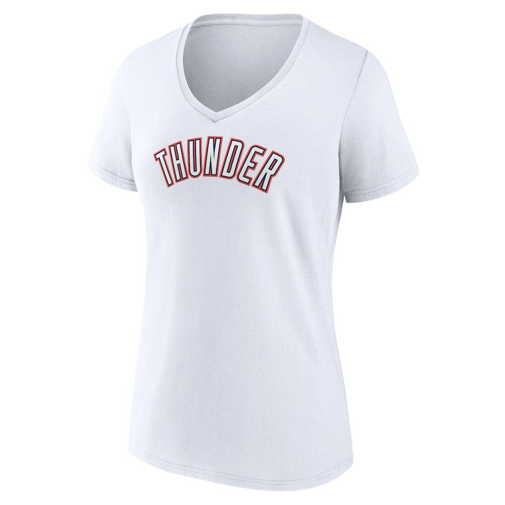 White Oklahoma City Thunder Women's Alternate Logo V-Neck T-Shirt | NBA
