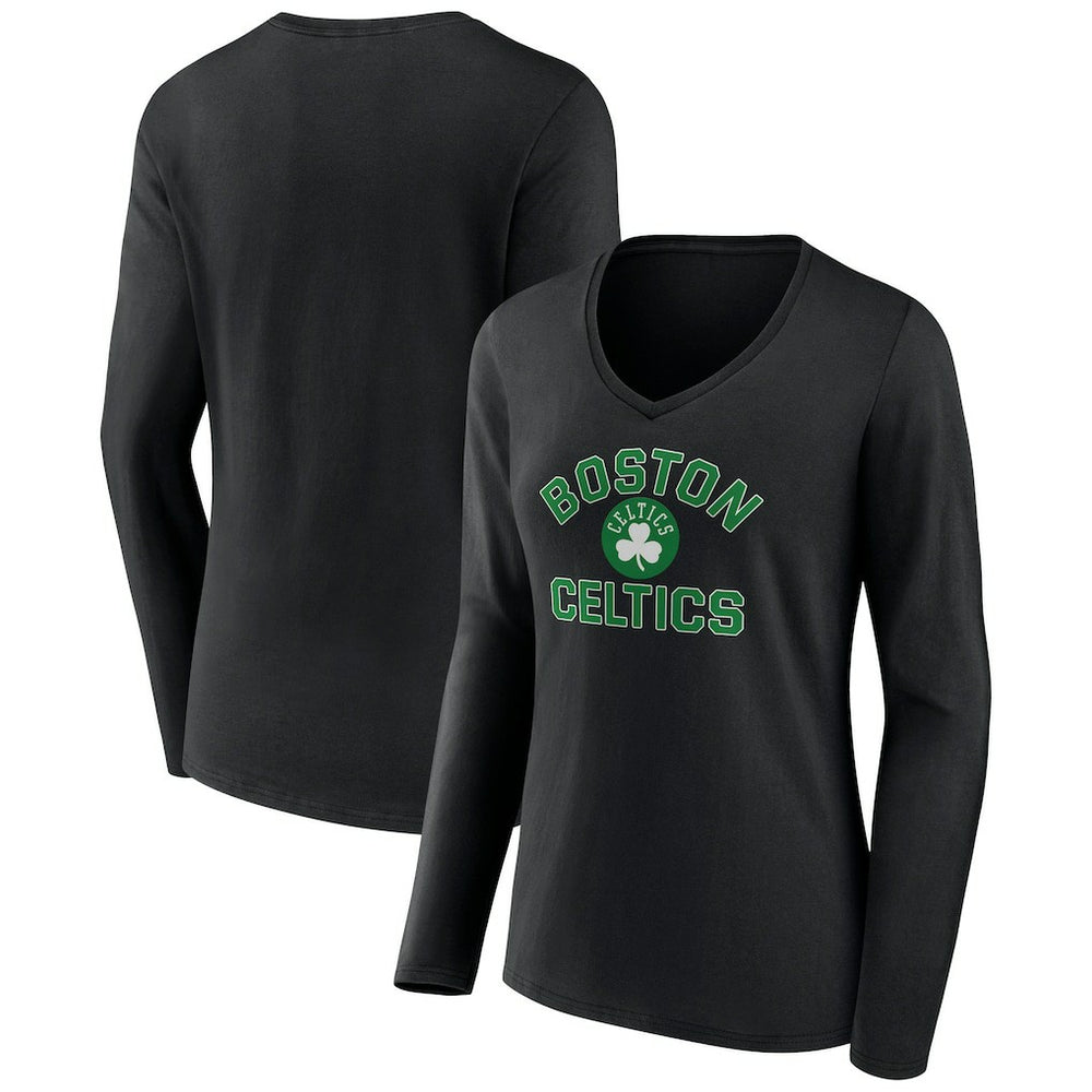 Black Boston Celtics Women's Overtime V-Neck Long Sleeve T-Shirt | NBA
