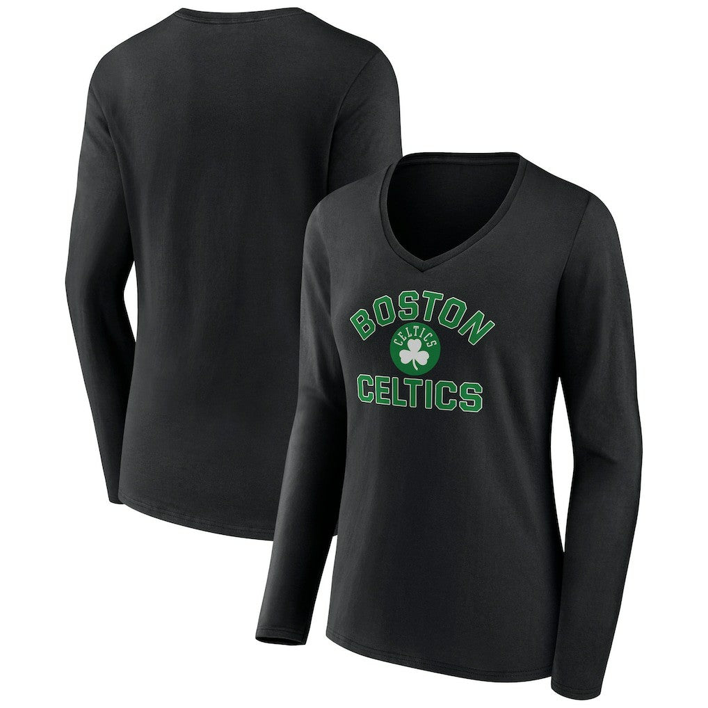 Black Boston Celtics Women's Overtime V-Neck Long Sleeve T-Shirt | NBA