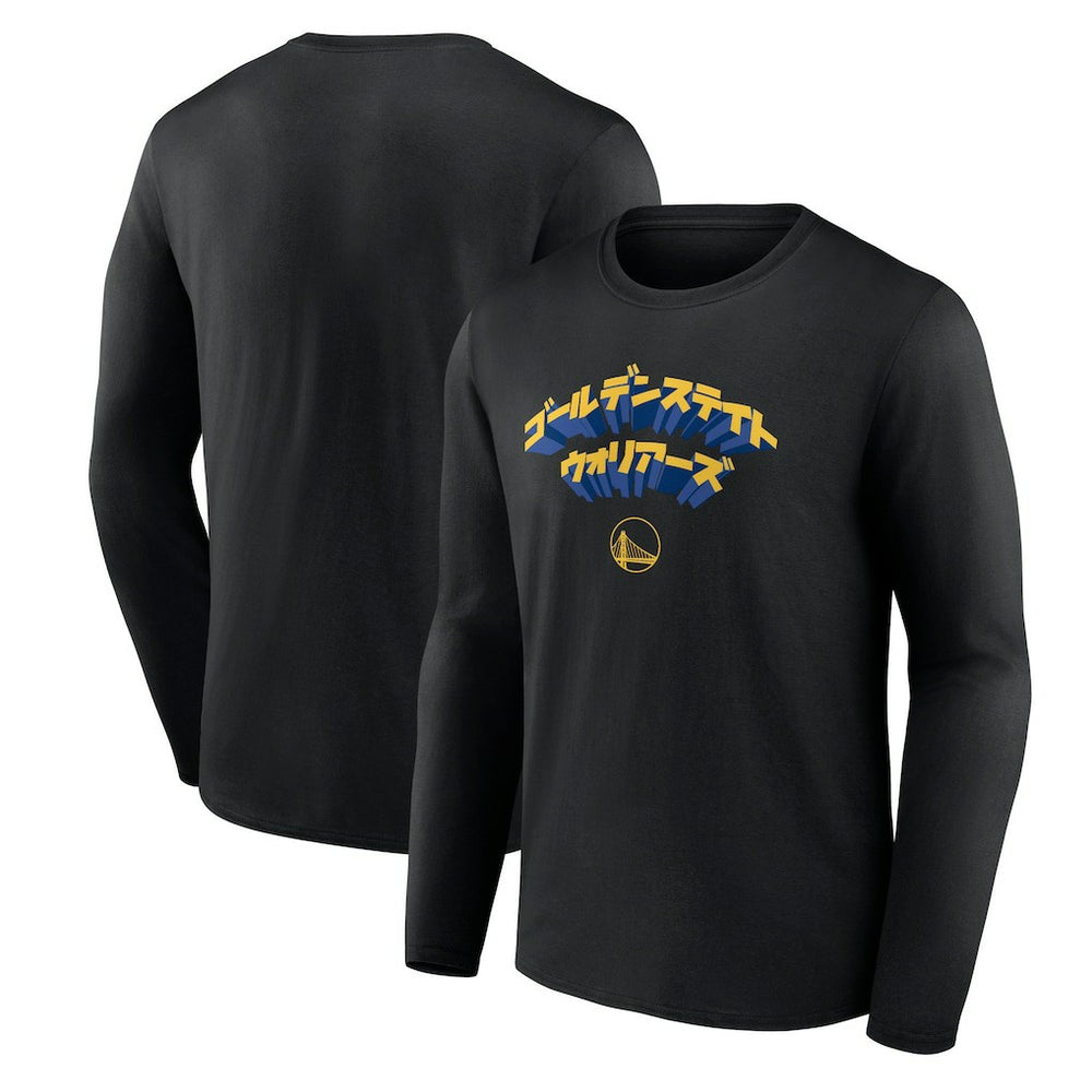 Black Golden State Warriors Japanese Heritage Long Sleeve T-Shirt sale | NBA