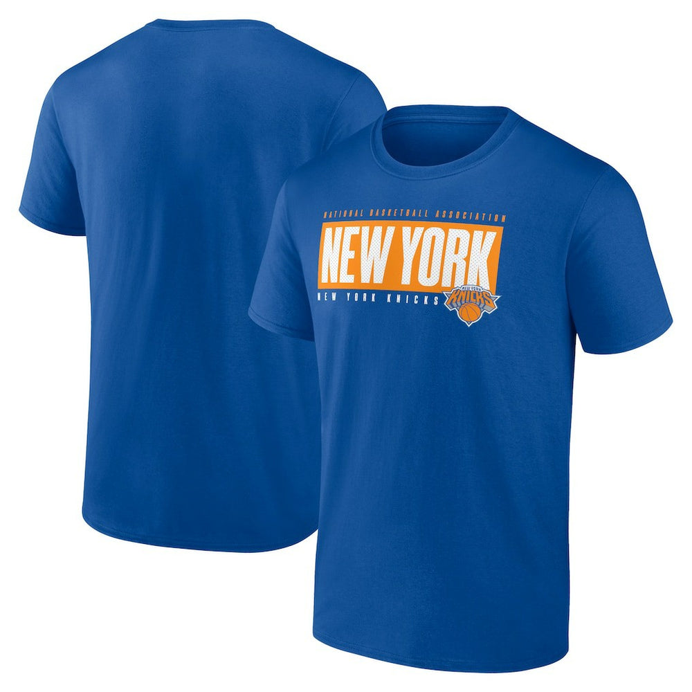 Blue New York Knicks Blocked Out T-Shirt | NBA