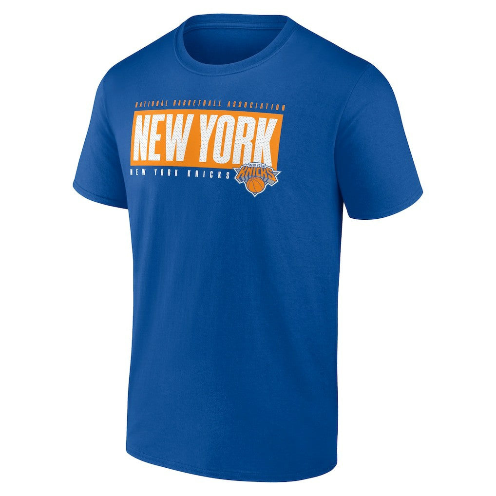 Blue New York Knicks Blocked Out T-Shirt | NBA
