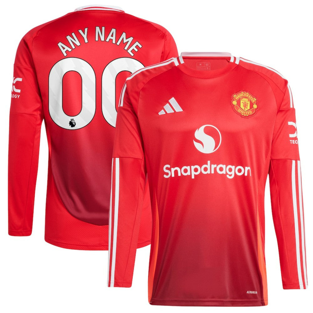 Manchester United 2024/25 Home Long Sleeve Replica Custom Jersey