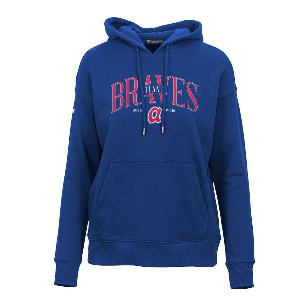 Atlanta Braves Levelwear Women's Adorn Cooperstown Collection Retro Spellout Pullover Hoodie - MLB Hoodies