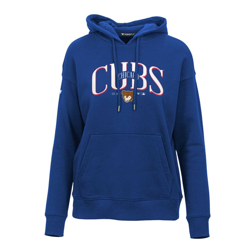 Chicago Cubs Levelwear Women's Adorn Cooperstown Collection Retro Spellout Pullover Hoodie - MLB Hoodies