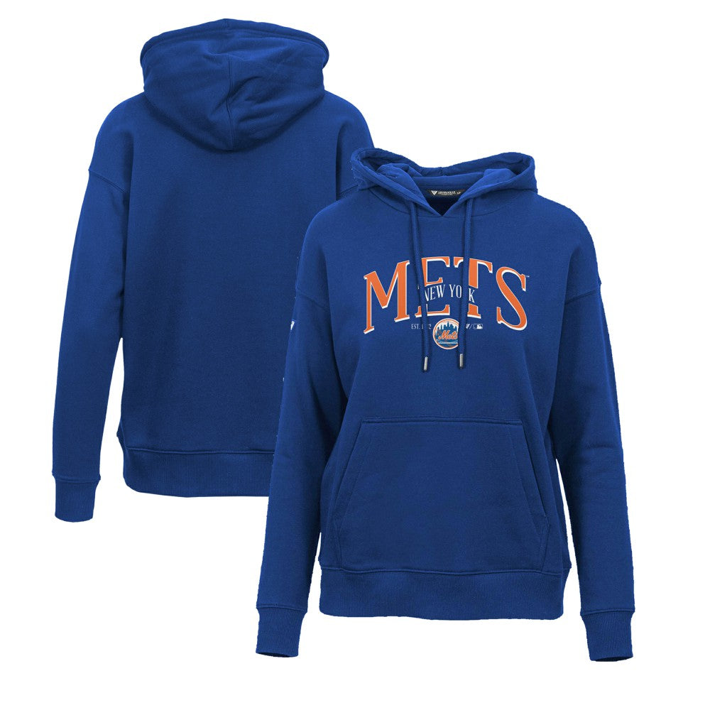New York Mets Levelwear Women's Adorn Cooperstown Collection Retro Spellout Pullover Hoodie - MLB Hoodies