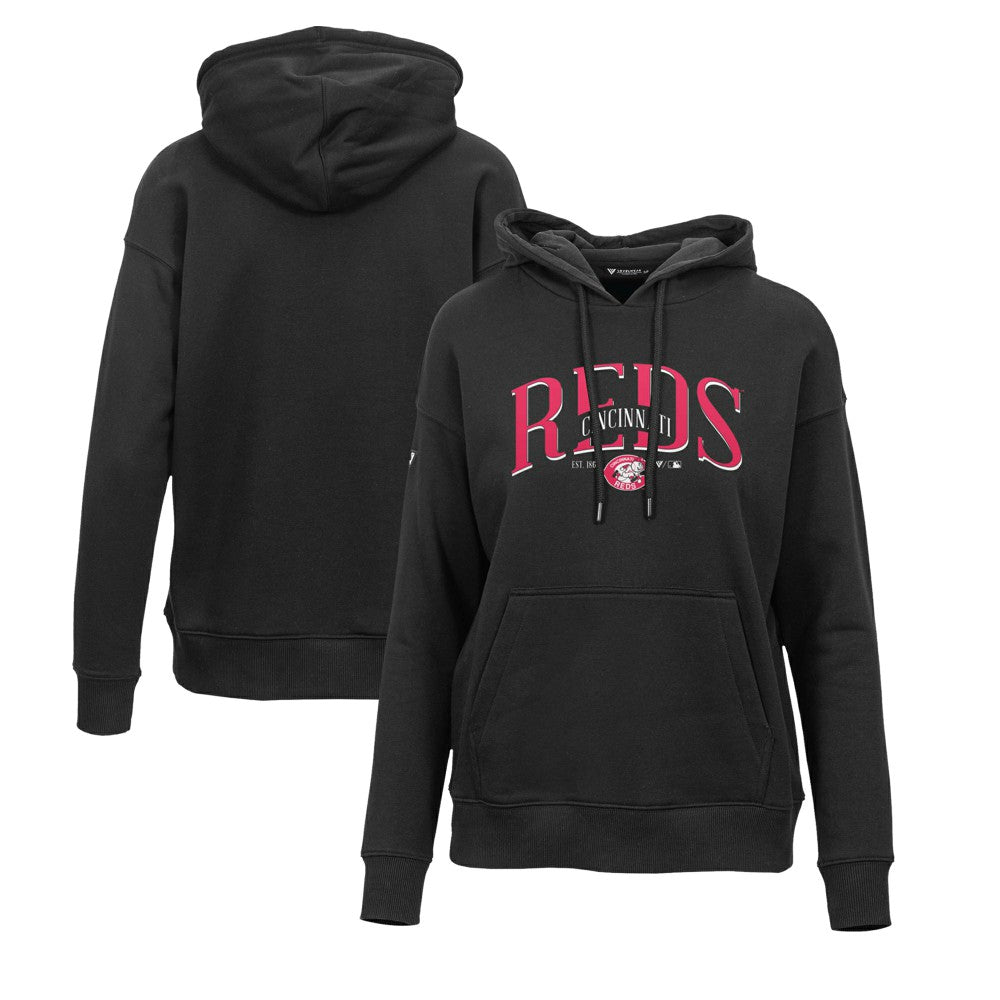 Cincinnati Reds Levelwear Women's Adorn Cooperstown Collection Retro Spellout Pullover Hoodie - MLB Hoodies