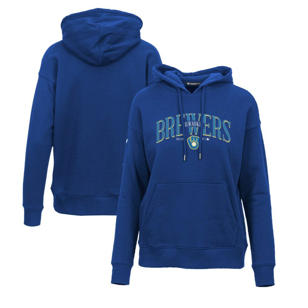 Milwaukee Brewers Levelwear Women's Adorn Cooperstown Collection Retro Spellout Pullover Hoodie - MLB Hoodies