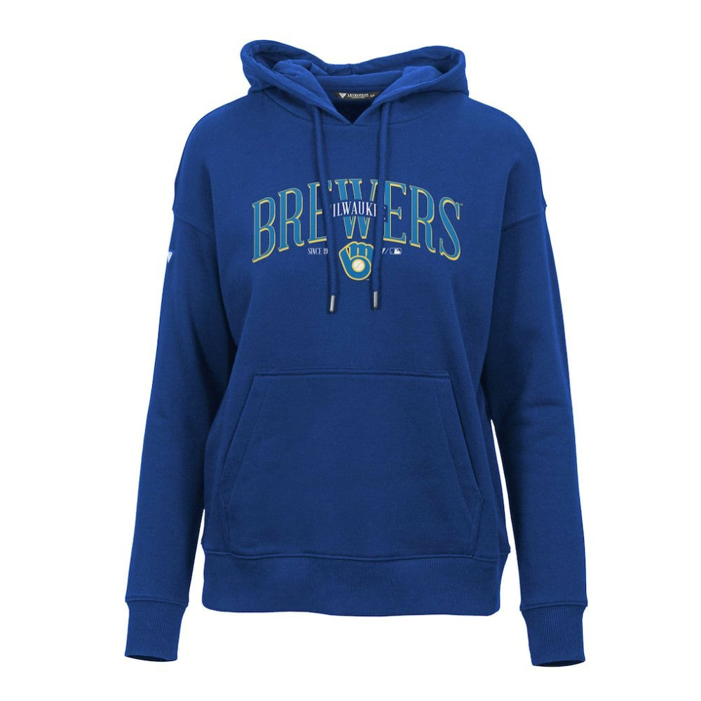 Milwaukee Brewers Levelwear Women's Adorn Cooperstown Collection Retro Spellout Pullover Hoodie - MLB Hoodies