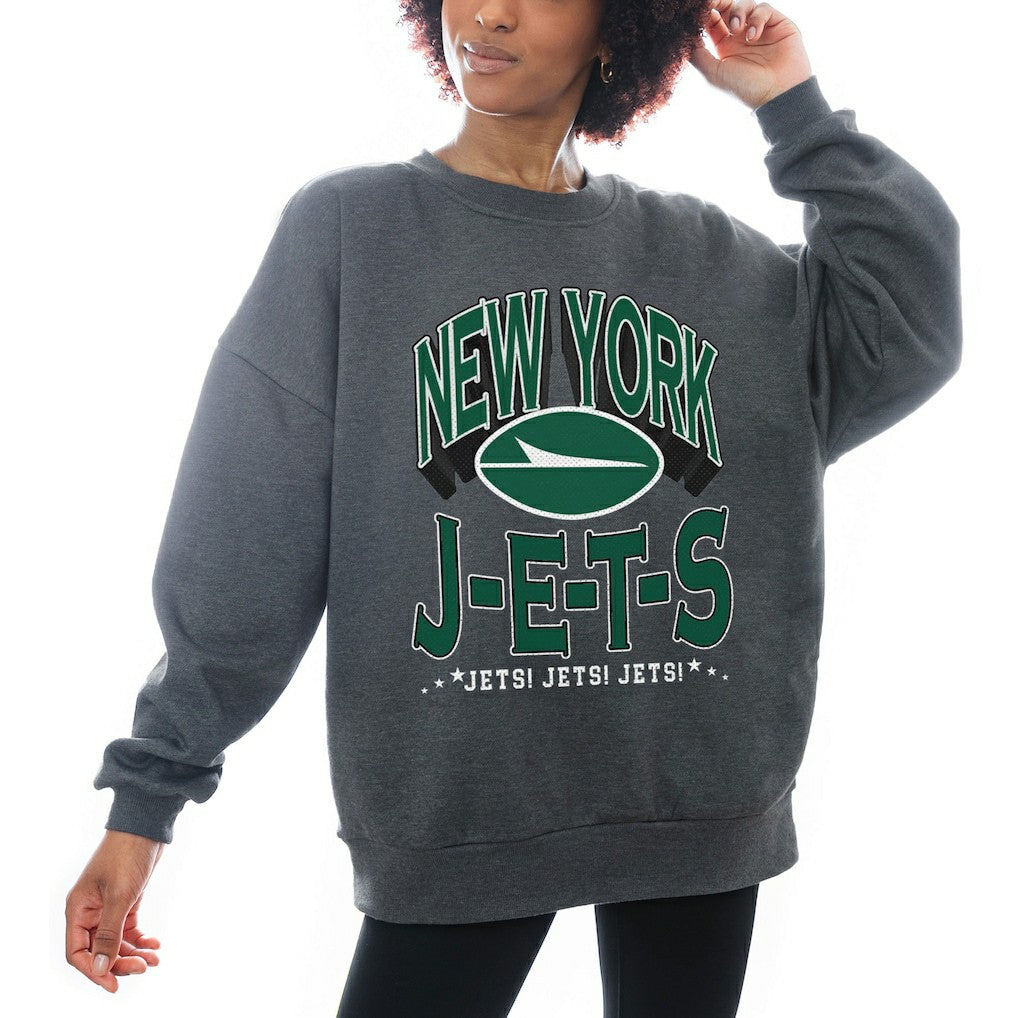 New York Jets Gameday Couture Women's Oversized Long Weekend Premium Fleece Drop Shoulder Pullover Sweatshirt | NFL Near me